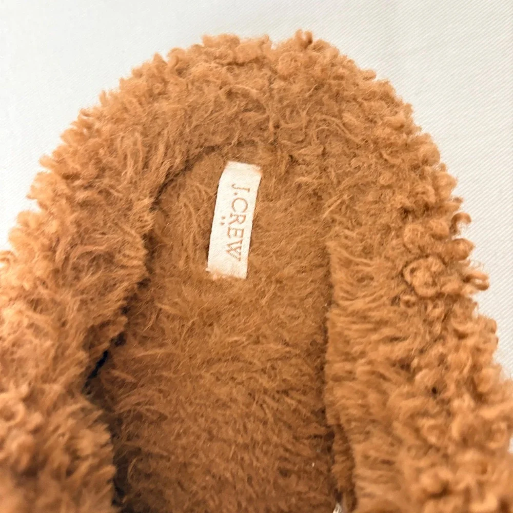 J.Crew Brown Sherpa Puppy Dog Slippers House Shoes K3  Small kids
